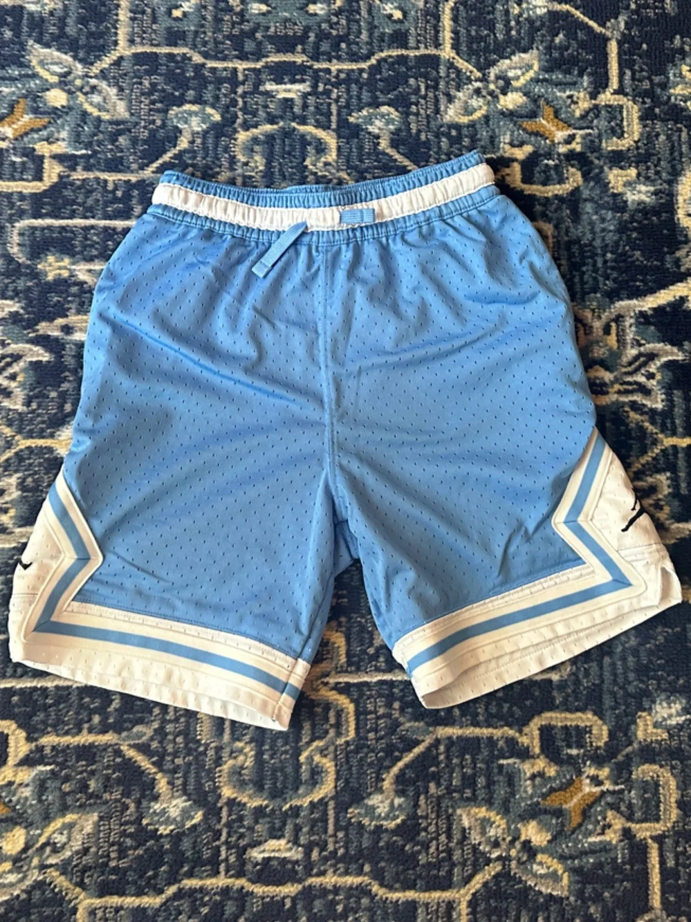 Jordan Light Blue Athletic Mesh Shorts with White Waist Trim
